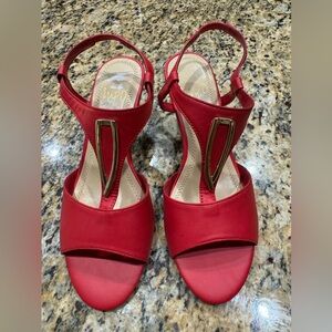 Red and brown, high heels, shoes